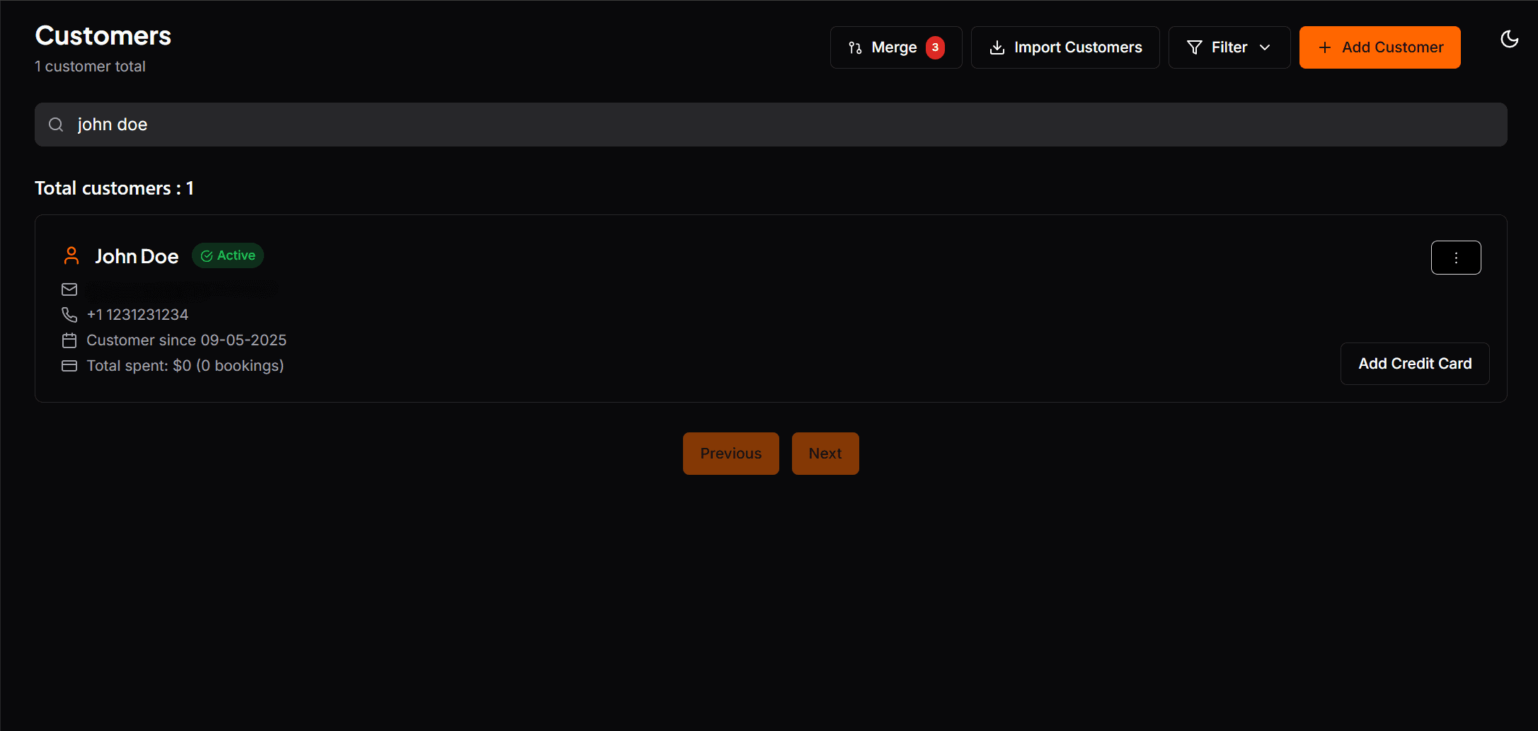Customer Management — RentLogic screenshot